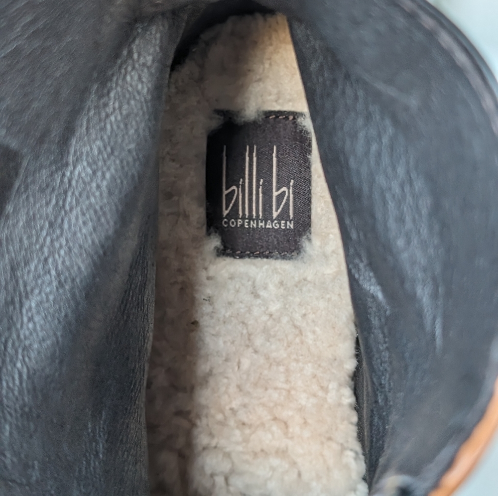 Billi Bi Black Leather Combat Boots - Picture 6 of 8